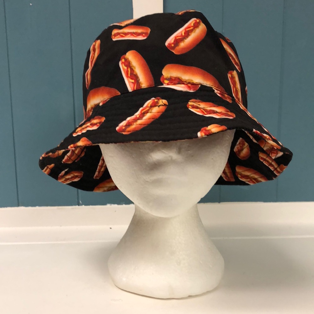 City Hunter Hot Dog fabric novelty bucket hat Made in‎ USA